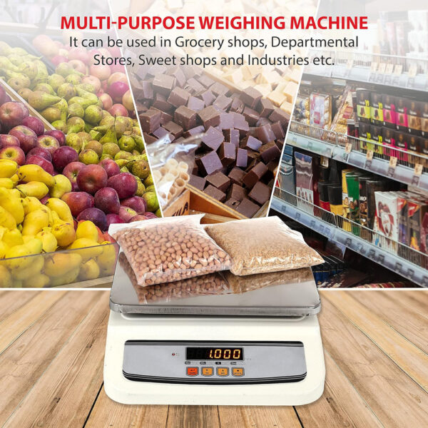 Metal Body Weight Scale | Weight Capacity 30kg x 1g Stainless Steel Digital Weighing Machine Scale with Front and Back Double Display for Kirana Shop, Kitchen and Commercial Purposes - Image 5