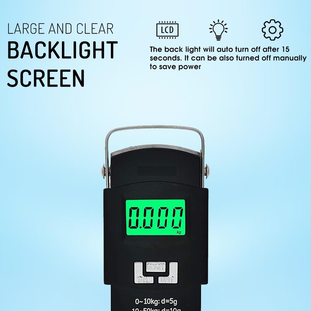 50kg Digital Luggage Weighing Scale. Portable Electronic Weight Machine for Travel & Flights. LCD Display. Accurate, Lightweight, Handheld Luggage Scale for Bags, Suitcases, Home, Airport Use. - Image 4