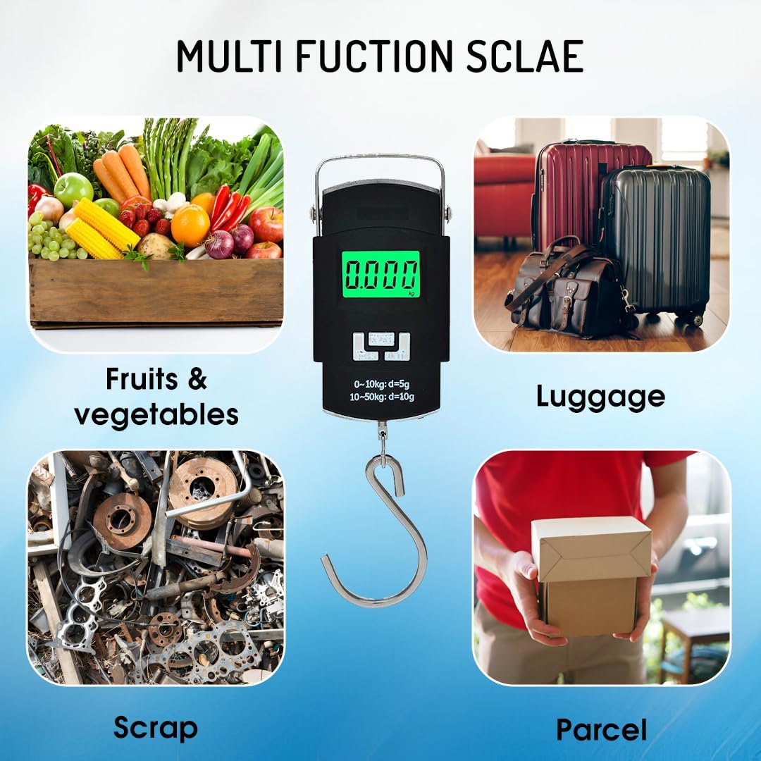 50kg Digital Luggage Weighing Scale. Portable Electronic Weight Machine for Travel & Flights. LCD Display. Accurate, Lightweight, Handheld Luggage Scale for Bags, Suitcases, Home, Airport Use. - Image 5