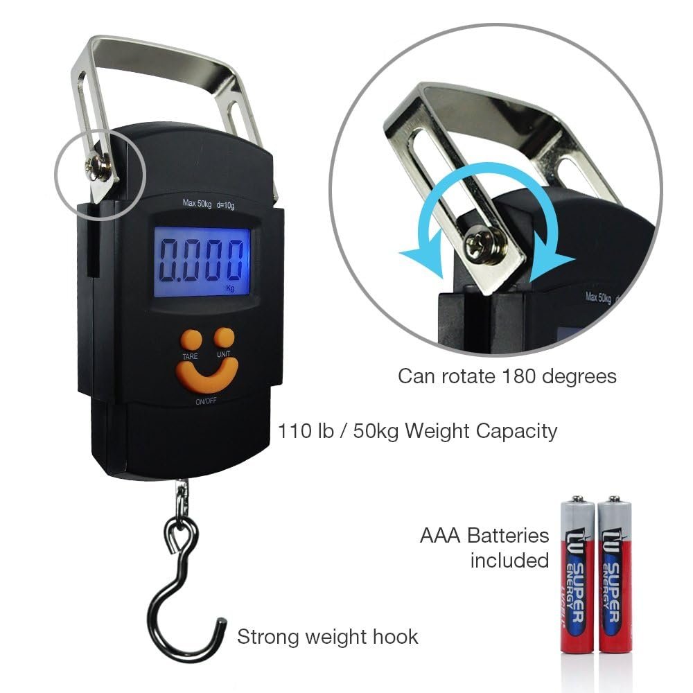50kg Digital Luggage Weighing Scale. Portable Electronic Weight Machine for Travel & Flights. LCD Display. Accurate, Lightweight, Handheld Luggage Scale for Bags, Suitcases, Home, Airport Use. - Image 7