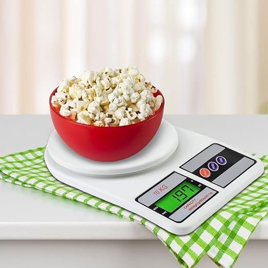 Digital Kitchen Food Scale 10kg Capacity - Electronic Weighing Machine with LCD Display for Baking, Cooking, and Multipurpose Use (White) - Image 4