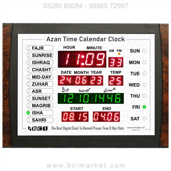 BCI Electronics : Azan Time Calendar Clock with Hijri Date – Month For Home  ( Special For Masturat – Ladies Namaz Time Home Clock) With Bluetooth - Image 3