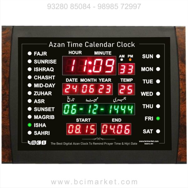 BCI Electronics : Azan Time Calendar Clock with Hijri Date – Month For Home  ( Special For Masturat – Ladies Namaz Time Home Clock) With Bluetooth