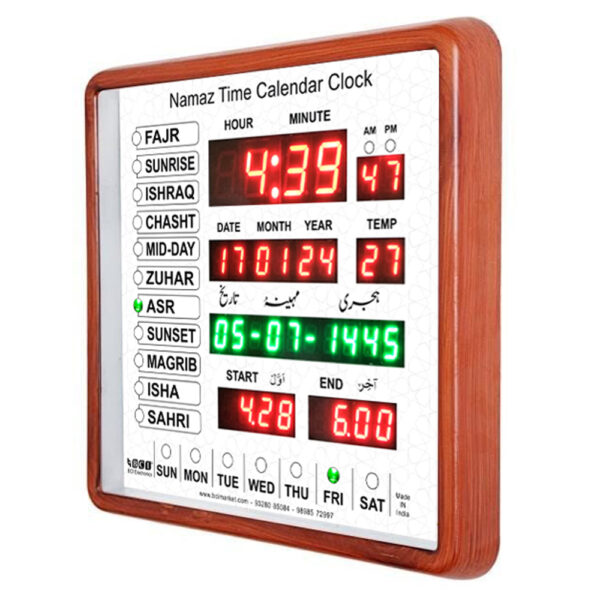 BCI Electronics Namaz Time Calendar Clock with Hijri Date - Month For Home | Office | Made in India | 10 x 10 Inch - Image 5