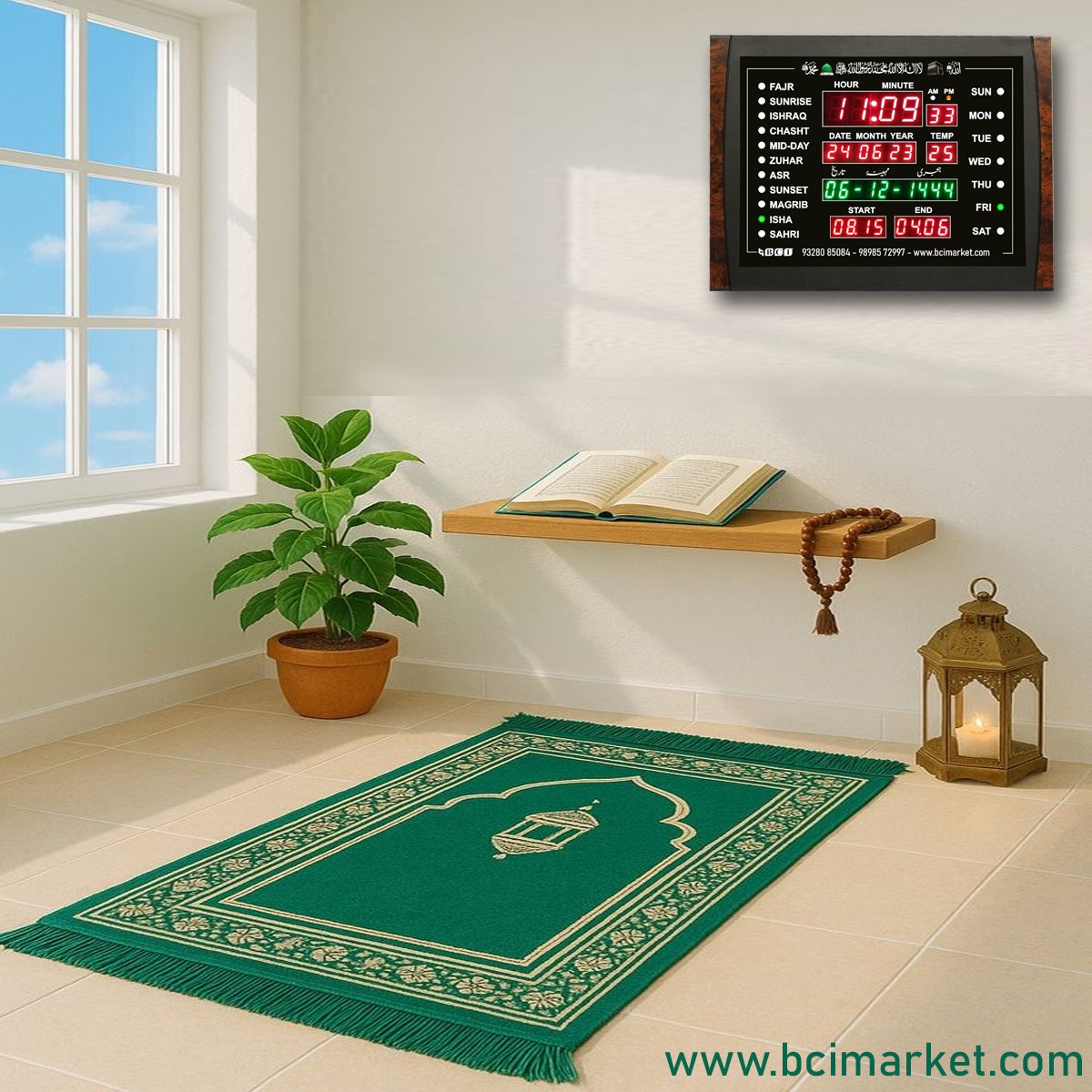 BCI Electronics : Azan Time Calendar Clock with Hijri Date – Month For Home & Office ( Special For Masturat – Ladies Namaz Time Home Clock) With Bluetooth - Image 4